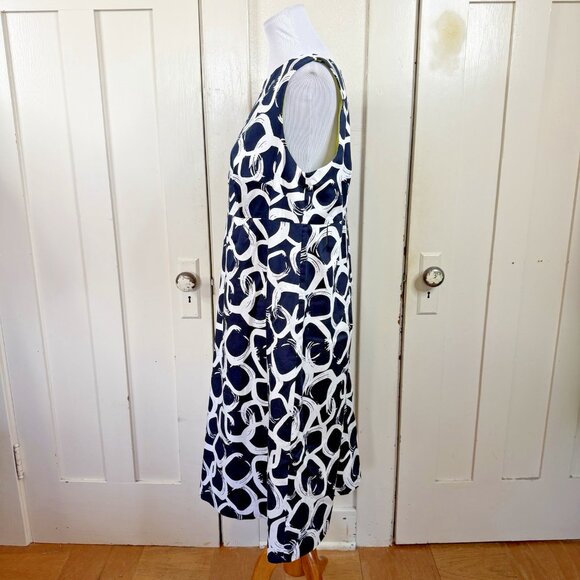 Avenue Navy Blue White Size 16 A Line Dress Office Career Wedding Guest - Picture 4 of 11